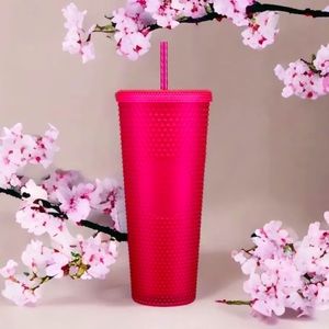 NEW Starbucks Matte Neon Pink Studded Tumbler